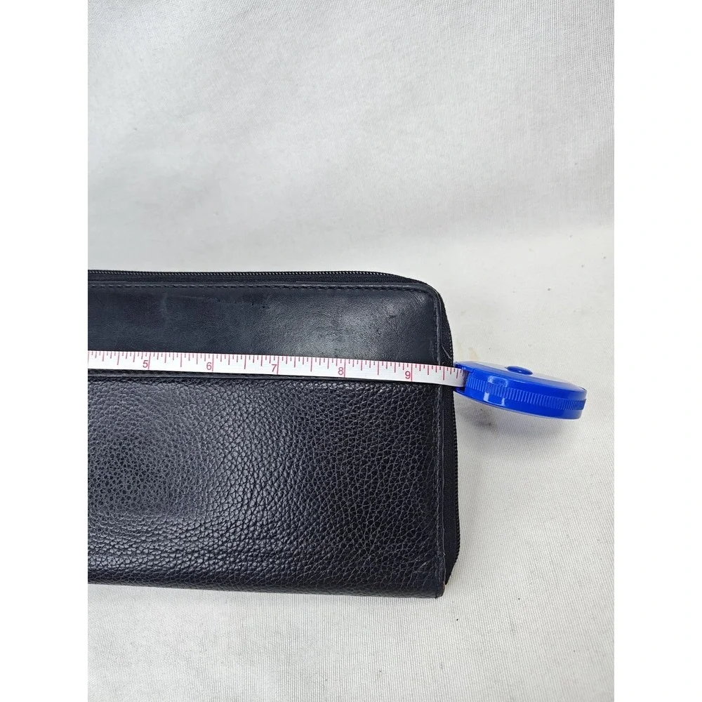 COACH‎ Vintage Black Pebbled Leather Zip Around Long Wallet Organizer ID Window